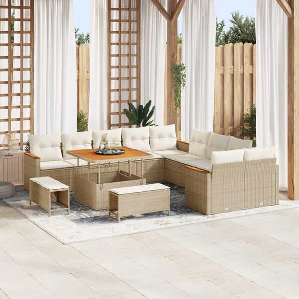 vidaXL Gartensofa-set 13 pcs Beige Poly-Rattan