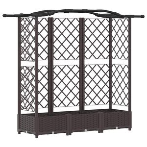 vidaXL Hochbeet mit Rankgitter und Dach Braun 163 x 40 x 123 cm PP