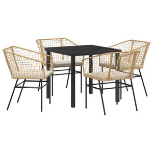 vidaXL Garten Essgruppe 5 pcs Braun Poly-Rattan