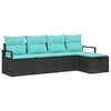 vidaXL Sofa Set mit Kissen 5 pcs Schwarz und T&uuml;rkis Poly-Rattan