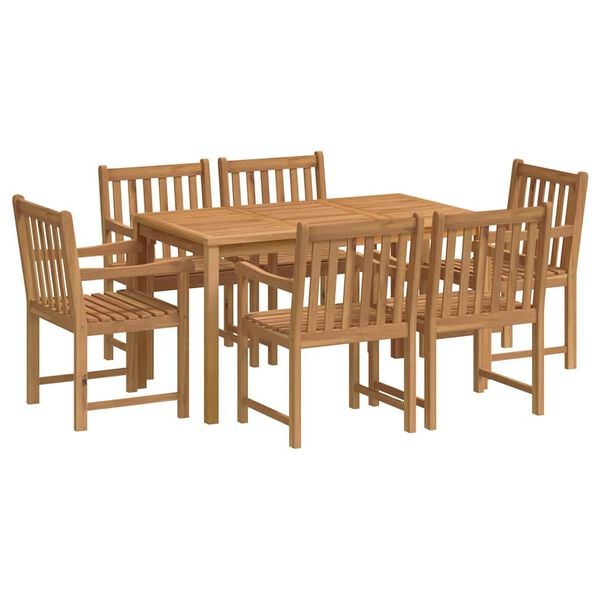 vidaXL 7-teiliges Garten-Ess-Set 140 x 80 cm Massivholz Teak