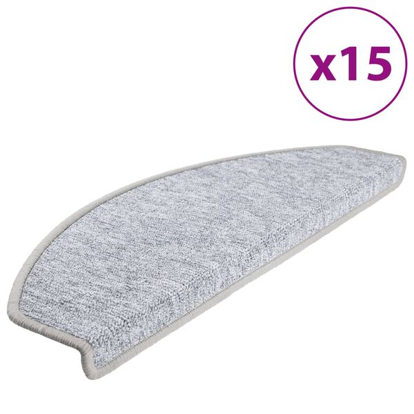 vidaXL 15 Stk. Treppenmatten Hellgrau 65 x 24 x 4 cm