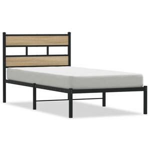 vidaXL Metallbett ohne Matratze Sonoma-Eiche 80x200 cm