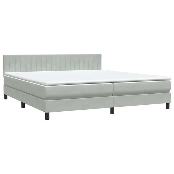 vidaXL Boxspringbett mit Matratze Hellgrau 180x210 cm Samt