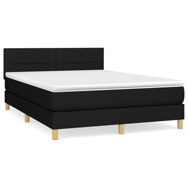 vidaXL Boxspringbett mit Matratze Schwarz 140x190 cm Stoff