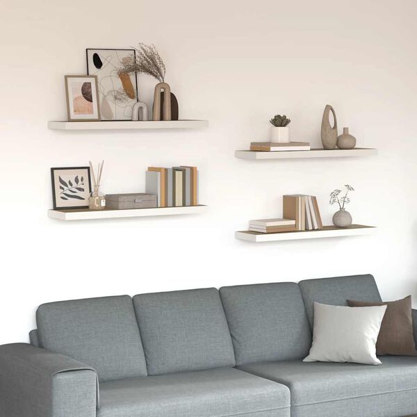 vidaXL Schweberegale 4 Stk. Eichen-Optik und Wei&szlig; 80x23,5x3,8 cm MDF