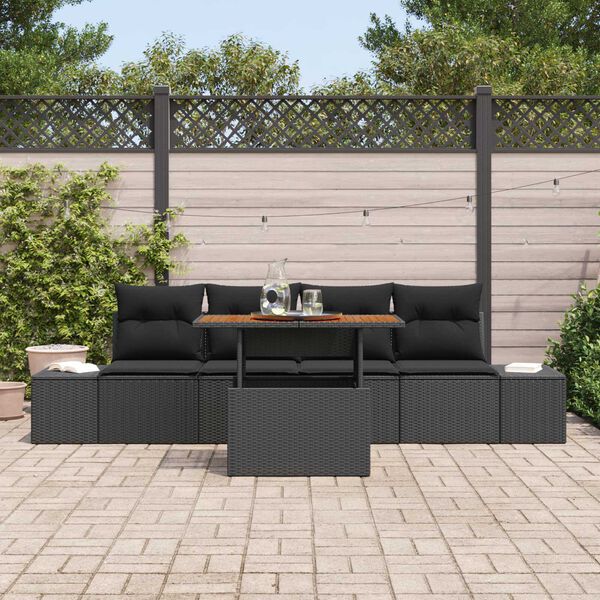 vidaXL Garten Essgruppe mit Kissen mit Kissen 5 pcs Schwarz und Braun