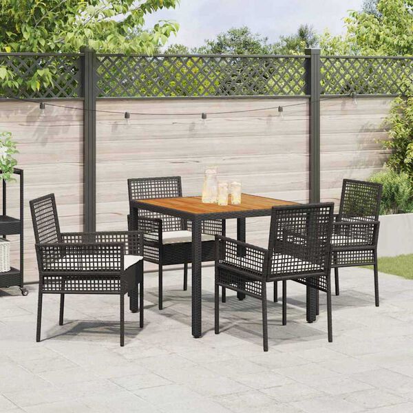 vidaXL Garten Essgruppe 5 pcs Schwarz Poly-Rattan