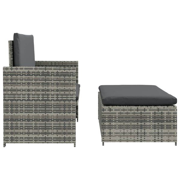 vidaXL 2-tlg. Garten-Lounge-Set mit Auflagen Poly Rattan Grau