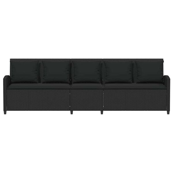 vidaXL Gartensofa 5-Sitzer mit Kissen Schwarz Poly Rattan