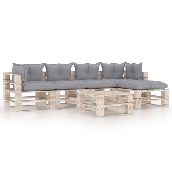 vidaXL 6-tlg. Garten-Lounge-Set aus Paletten mit Kissen Kiefernholz