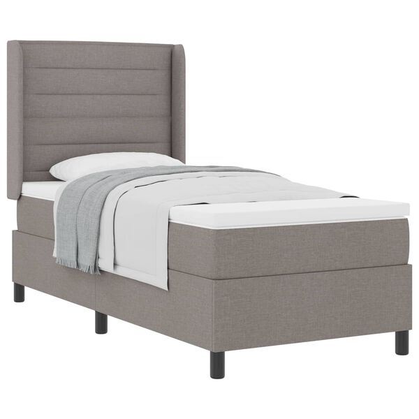 vidaXL Boxspringbett mit Matratze mit Kopfteil Taupe 90 x 190 cm Stoff