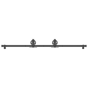 vidaXL Schiebet&uuml;rbeschlag-Set 183 cm Stahl Schwarz