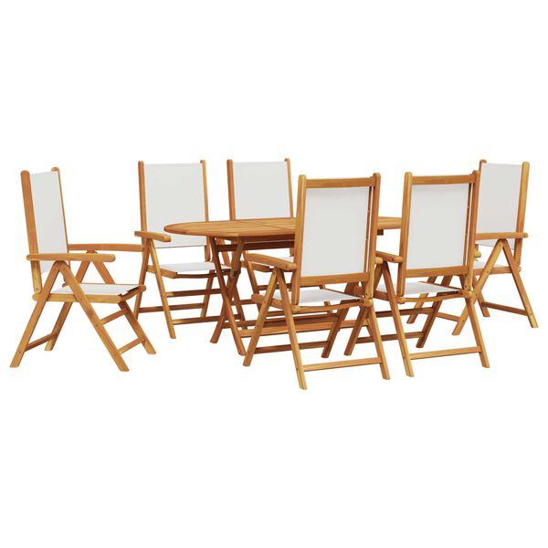 vidaXL Garten Essgruppe 7 pcs Cremewei&szlig; Massivholz Akazie