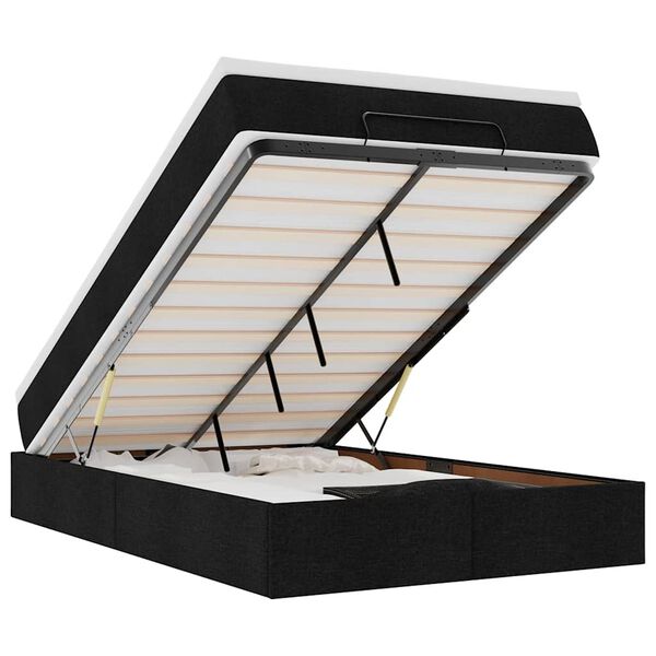 vidaXL Ottoman-Bett mit Matratze Schwarz 120x190 cm Stoff
