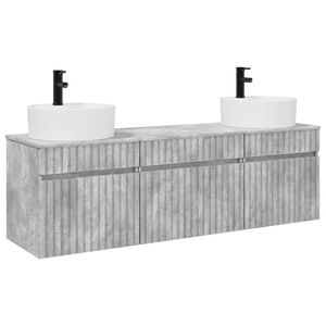 vidaXL Badezimmerschrank-Set 3 stk. Betongrau 49 x 44,5 x 65 cm
