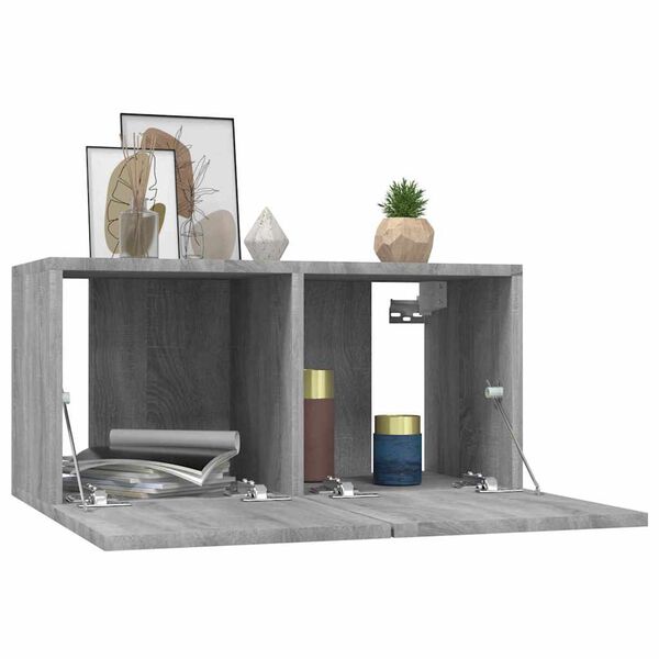 vidaXL TV-Wandschr&auml;nke 3 Stk. Grau Sonoma 60x30x30 cm Holzwerkstoff