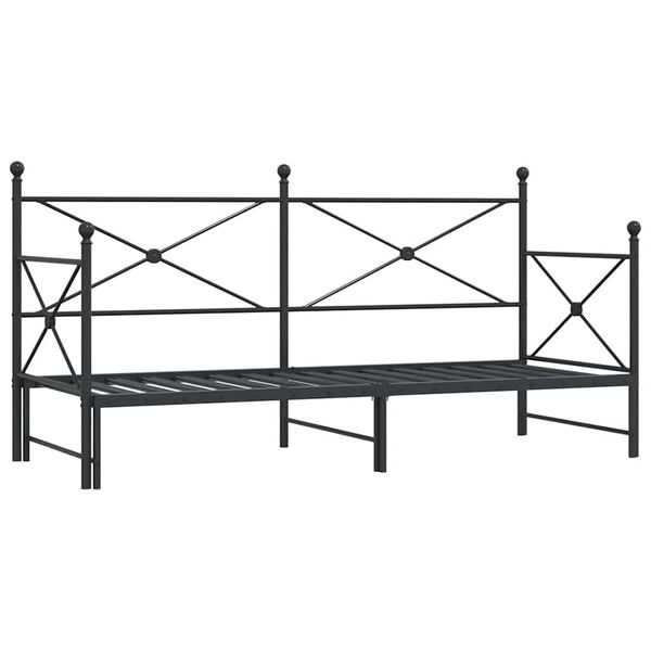 vidaXL Tagesbett Ausziehbar ohne Matratze Schwarz 90x190 cm Stahl
