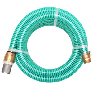 vidaXL Saugschlauch mit Messing-Anschl&uuml;ssen 3 m 25 mm Gr&uuml;n