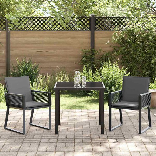 vidaXL Garten Essgruppe 3 pcs Schwarz Pulverbeschichteter Stahl