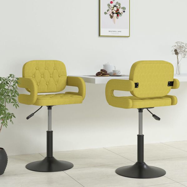 vidaXL Esszimmerst&uuml;hle 2 Stk. Drehbar Gr&uuml;n Stoff