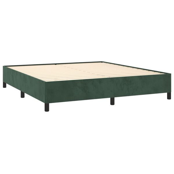 vidaXL Boxspringbett mit Matratze Dunkelgr&uuml;n 180x200 cm Samt