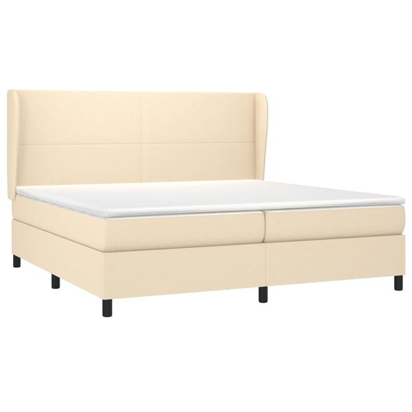 vidaXL Boxspringbett mit Matratze Creme 200x200 cm Stoff
