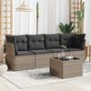 vidaXL 5-tlg. Garten-Sofagarnitur mit Kissen Grau Poly Rattan