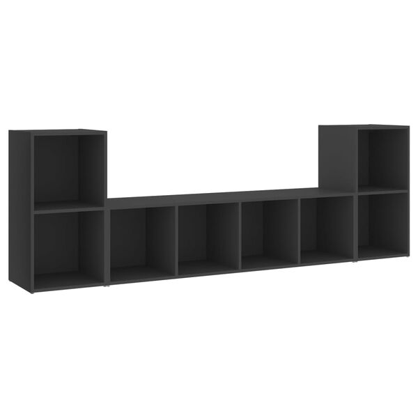 vidaXL 3-tlg. TV-Schrank-Set Grau Holzwerkstoff