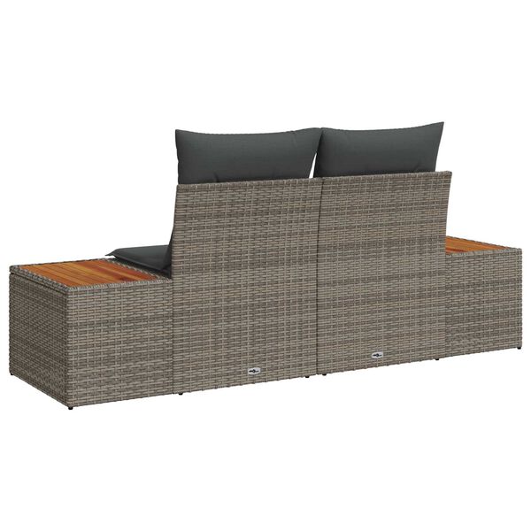 vidaXL Gartensofa Grau 184 x 62 x 85cm Poly-Rattan