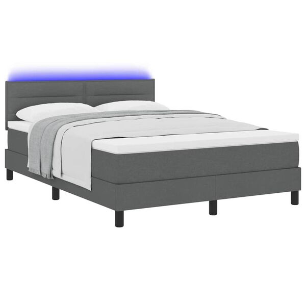 vidaXL Boxspringbett mit Matratze Dunkelgrau 140 x 200 cm Stoff