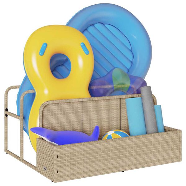 vidaXL Pool Aufbewahrungsbeh&auml;lter Beige 110x100x57 cm Poly Rattan