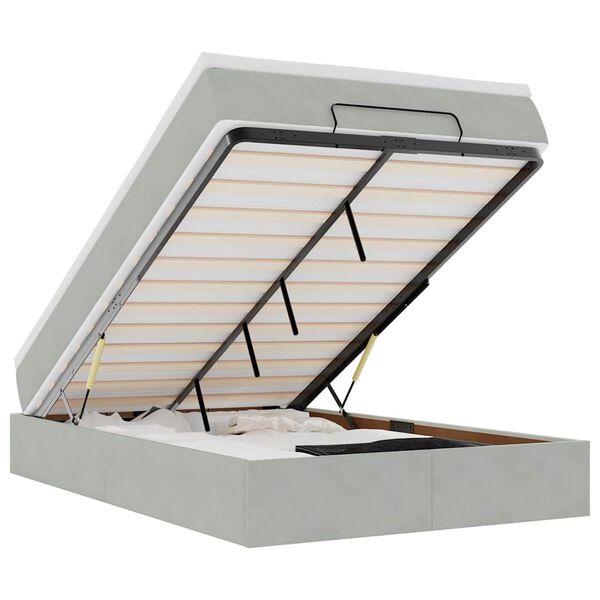 vidaXL Ottoman-Bett mit Matratze Hellgrau 120x200 cm Samt