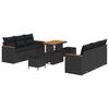 vidaXL Garten-Sofa-Set mit Kissen mit Speicher Schwarz Poly Rattan