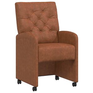 vidaXL Esszimmerst&uuml;hle mit Rollen 2 stk. Kunstleder Braun