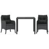 vidaXL 3-tlg. Garten-Essgruppe mit Kissen Schwarz Poly Rattan