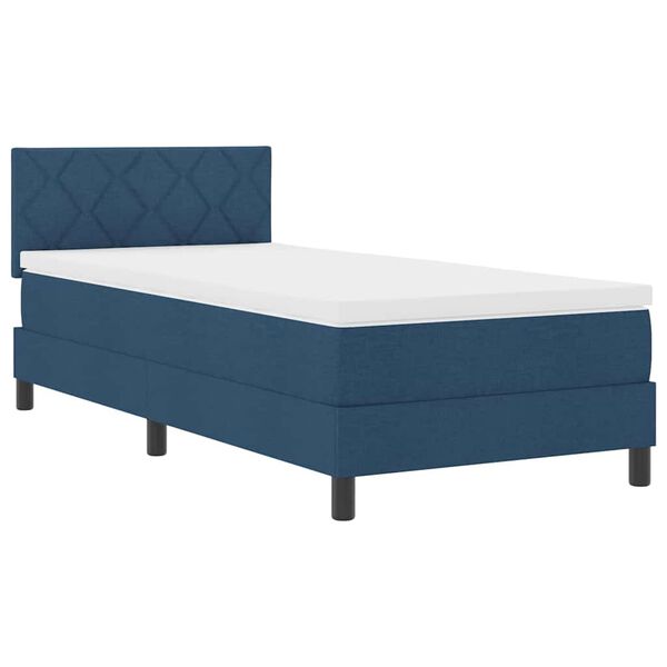 vidaXL Boxspringbett mit Matratze mit LED Blau 90 x 200 cm Stoff