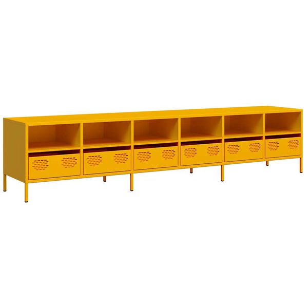vidaXL TV-Schrank Senfgelb 202x39x43,5 cm Kaltgewalzter Stahl