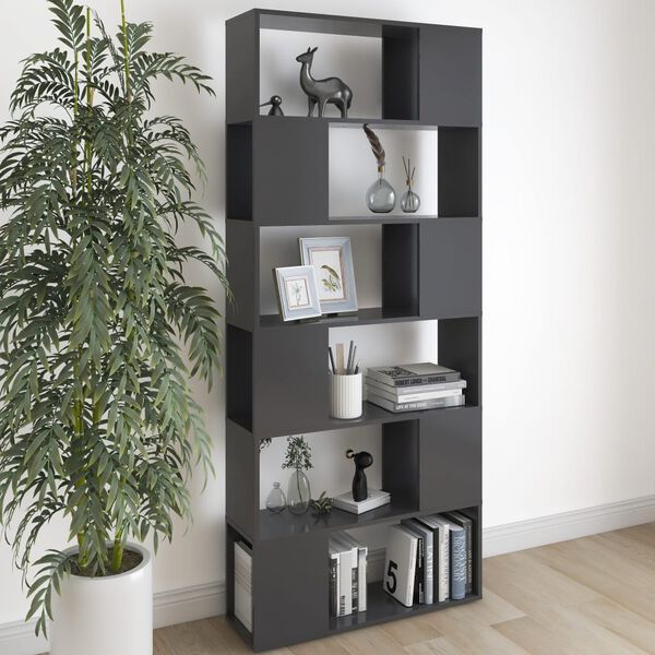 vidaXL B&uuml;cherregal Raumteiler Grau 80x24x186 cm Holzwerkstoff