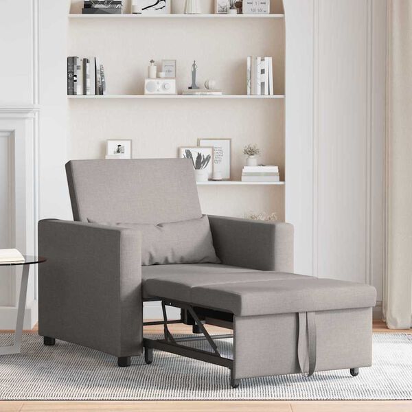 vidaXL Ausziehbare Schlafcouch Einzel Taupe 90 x 165 x 87 cm Stoff