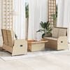 vidaXL 3-tlg. Garten-Lounge-Set mit Kissen Beige Poly Rattan