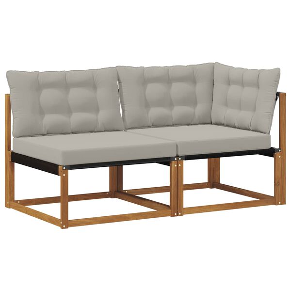 vidaXL Outdoor Mittel- und Ecksofa 2 St&uuml;ck Natur Massivholz Akazie