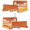 vidaXL Massivholzbett mit Regal ohne Matratze Wachsbraun 135x190 cm