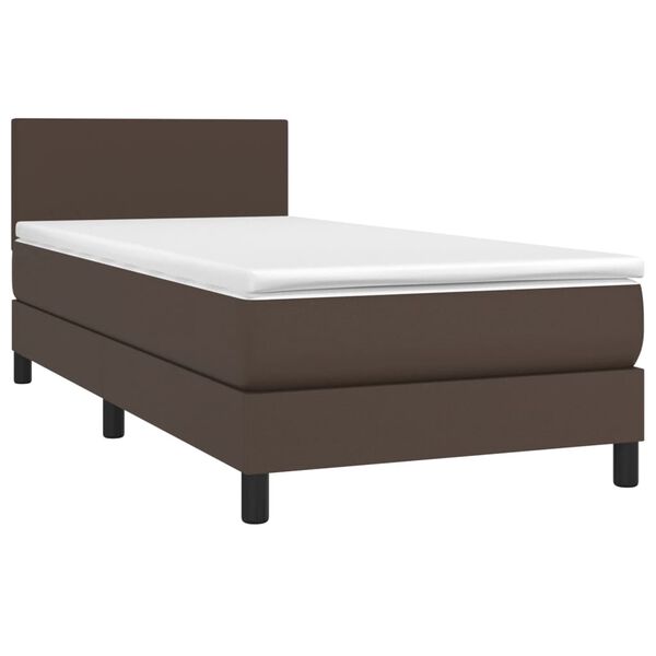 vidaXL Boxspringbett mit Matratze & LED Braun 80x200 cm Kunstleder