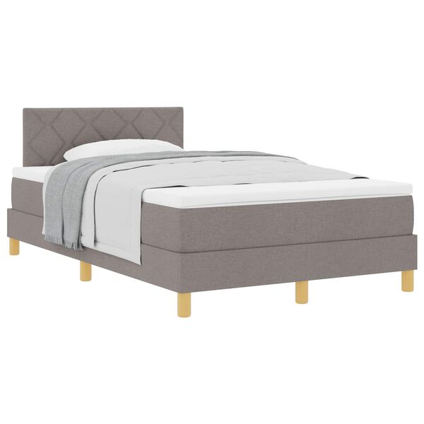 vidaXL Boxspringbett mit Kissen mit Kopfteil Taupe 120 x 190 cm Stoff