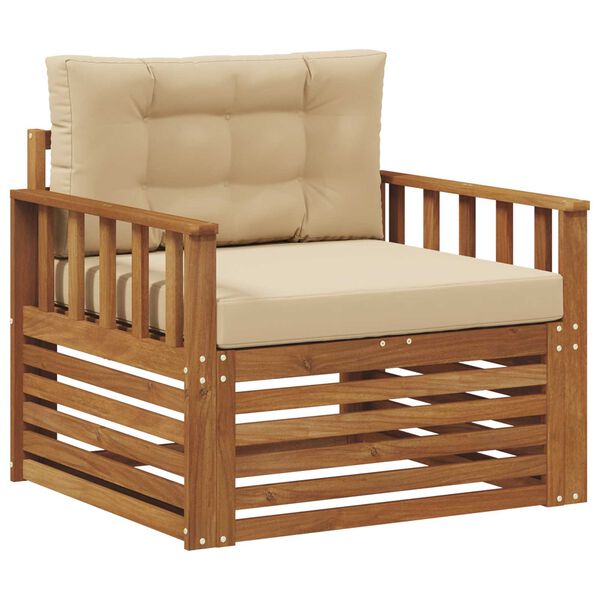 vidaXL Outdoor-Sofagarnitur Massives Akazienholz und Polyester Natur