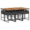 vidaXL 7-tlg. Garten-Essgruppe mit Kissen Schwarz Poly Rattan