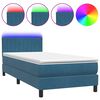 vidaXL Boxspringbett mit Matratze Dunkelblau 80x210 cm Samt