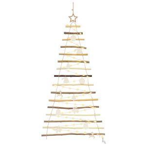 vidaXL Weihnachtsbaum mit 50 LEDs Natur 120 cm Massives Eschenholz