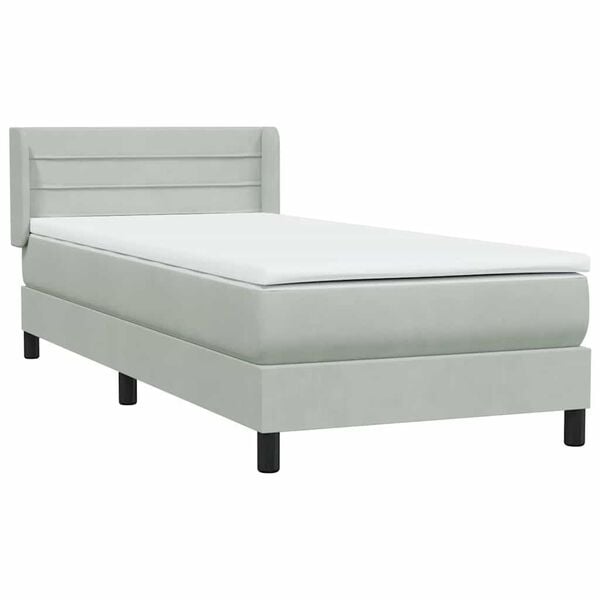vidaXL Boxspringbett mit Matratze Hellgrau 80x220 cm Samt